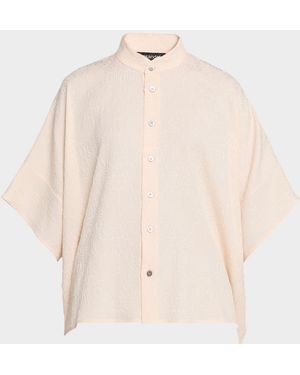 Eskandar A-Line Textured Silk Shirt - White