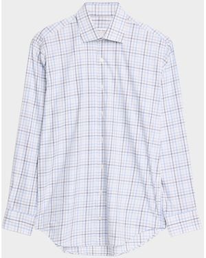 Peter Millar Apos;S Warren Crown Lite Cotton-Stretch Plaid Sport Shirt - Blue