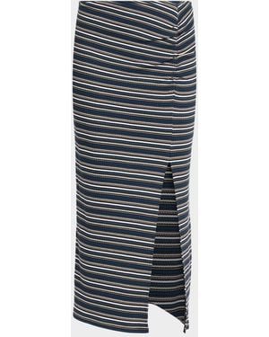 Ramy Brook Val Striped Straight Midi Skirt - Gray
