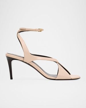 KHAITE 75Mm Liria Leather Ankle-Strap Sandals - White