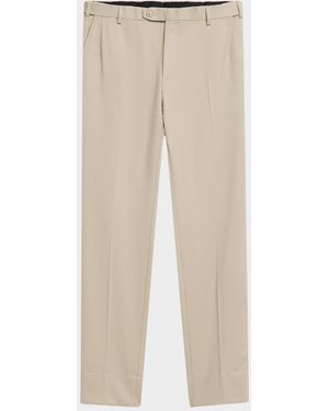 Brioni Apos;S Wool Twill Flat-Front Pants - Natural