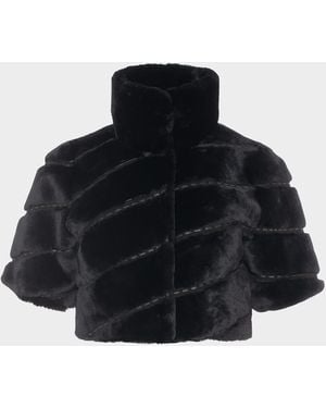 Gorski Diagonal Select Lamb Shearling Bolero Jacket - Black