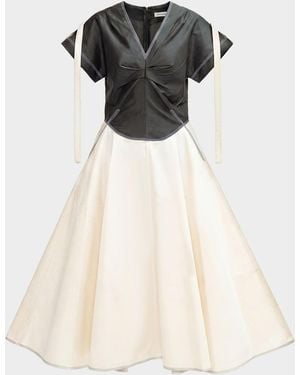 LOVEBIRDS Axis Two Tone A-Line Midi Dress - Multicolor