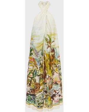 ALÉMAIS Jungle Boogie Silk Twill Maxi Dress - Metallic