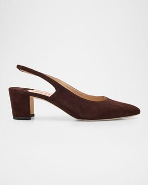 Manolo Blahnik Allurasan Suede Slingback Pumps - Brown