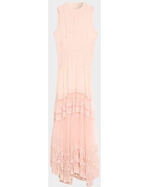 Ulla Johnson Floral Lace Silk Crepe De Chine Gown - Pink