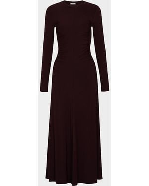 Vince Ruched-Seam Long-Sleeve Dress - Purple