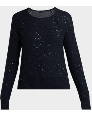 Kiton Shimmering Wool Knit Crewneck Sweater - Blue