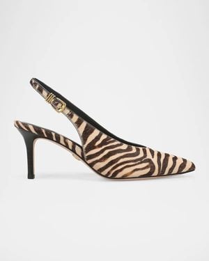 Veronica Beard Luciana 70Mm Zebra-Print Calf Hair Slingback Pumps - Metallic