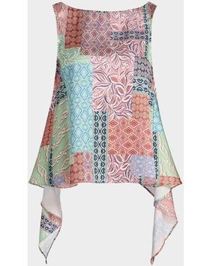 MISA Los Angles Jana Patchwork-Print Top - White