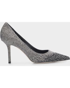 Jimmy Choo Love 85Mm Dégradé Crystal-Embellished Herringbone Pumps - Metallic