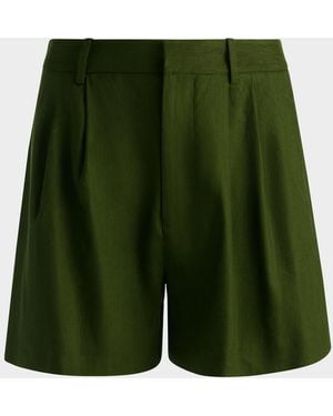 Alice + Olivia Conry Relaxed Linen Shorts - Green