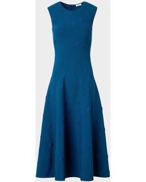 Akris Punto 3D Dot Knit Fit &Amp; Flare Midi-Dress - Blue