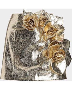 AKNVAS Aksel Metallic Faux Leather Mini Skirt