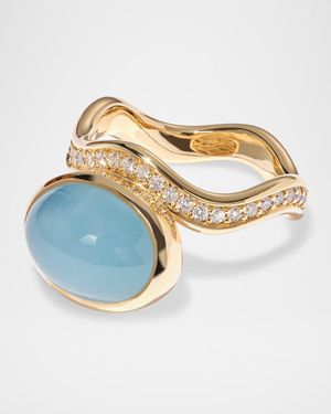 Jamie Turner 18K Aurora Statement Ring With Diamonds And Aquamarine - Blue