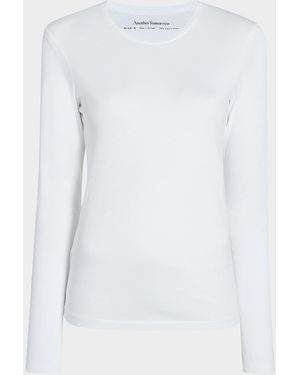 Another Tomorrow Cotton Long Sleeve Tee - White