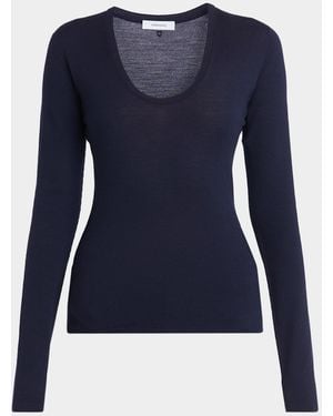 Ferragamo Extra-Fine Virgin Wool Seamless Sweater - Blue