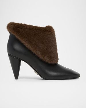 Stella McCartney 80Mm Faux-Fur Cuff Ankle Boots - Brown