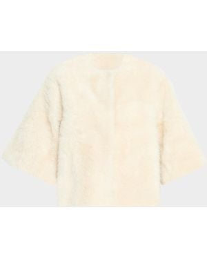 UTZON Jewelle Elbow-Sleeve Shearling Jacket - Natural