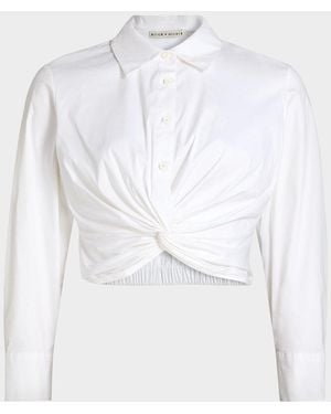 Alice + Olivia Phebe Cotton-Blend Shirt - White