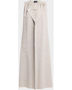 Giorgio Armani Sleeveless Silk Maxi Shirtdress - Natural