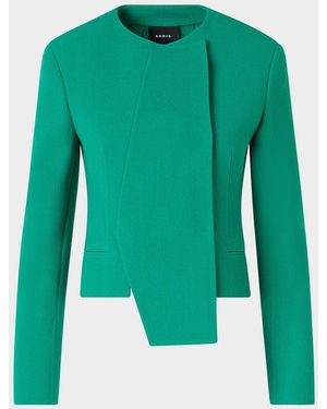 Akris Hemilio Asymmetric Double-Faced Wool Jacket - Green