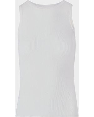 Akris Silk-Cotton Rib Tank Top - White