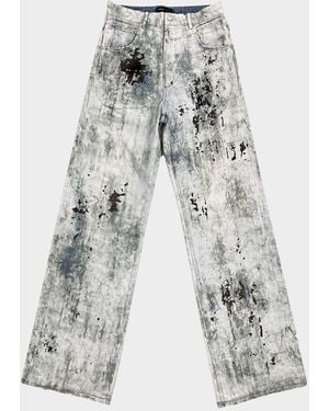 Purple Worn Camouflage Jeans - White