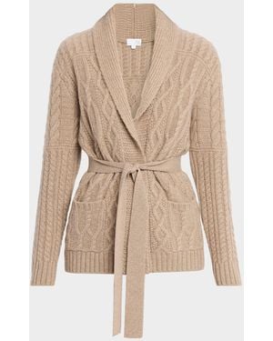 TSE Cashmere Aran Cable-Knit Shawl Cardigan - Natural