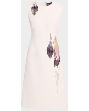 Bibhu Mohapatra Embellished Cady Sleeveless Sheath Dress - Natural