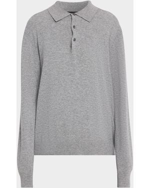 Nili Lotan Jovan Cashmere Polo Sweater - Gray