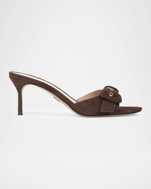 Veronica Beard 65Mm Tia Suede Buckle Mules - Brown