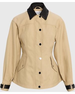 Veronica Beard Talla Cotton Peplum Jacket - Natural