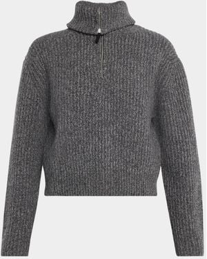 Vince Rib-Knit Wool-Cashmere Sweater - Gray