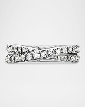 David Yurman Dy Crossover Band Ring With Diamonds - Metallic