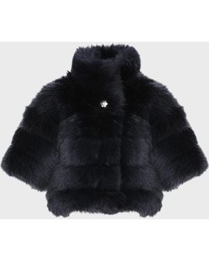 Gorski Reversible Merinillo Lamb Shearling Bolero Jacket With Cropped Sleeves - Black