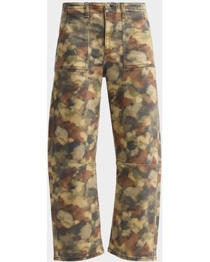 Le Jean Camouflage Barrel-Leg Utility Jeans - Natural