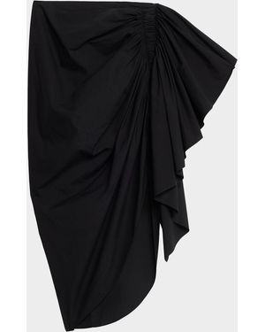 Michael Kors Draped High-Low Cotton Midi Skirt - Black