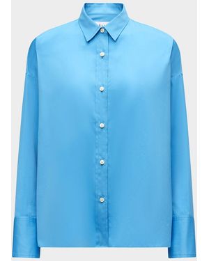 Callas Milano Sirene Button-Down Silk Twill Scarf Shirt - Blue