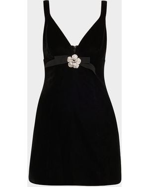 Cara Cara Gracie Velvet V-Neck Mini Dress - Black