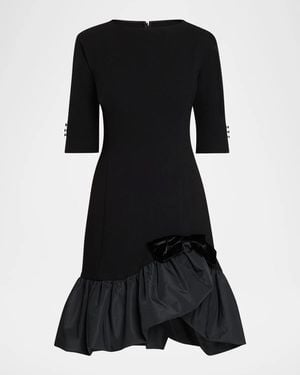 Teri Jon Taffeta Bubble-Hem Crepe Mini Dress - Black