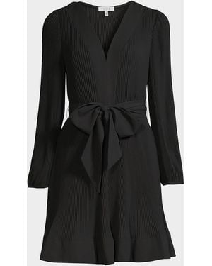 MILLY Liv Pleated Belted Minidress - Black