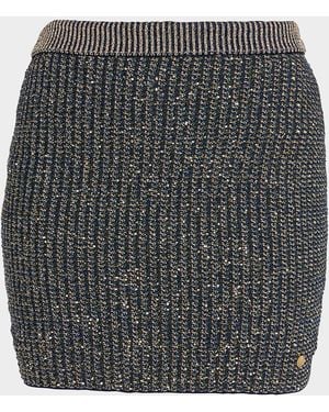 Balmain Glittered Tweed Mini Pencil Skirt - Gray