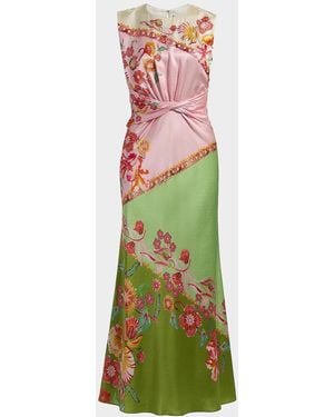 Saloni Gwen Silk Midi Dress - Green
