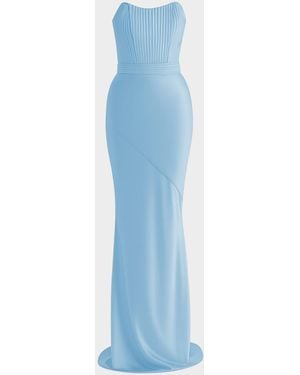 Zhivago Germaine Strapless Stretch Satin Column Gown - Blue