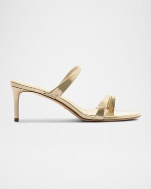 Alexandre Birman Tita Toe 60Mm Leather Kitten-Heel Sandals - Metallic