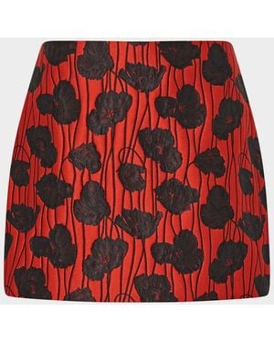 MILLY Poppy Jacquard Mini Skirt - Red