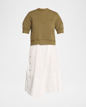 3.1 Phillip Lim French-Terry Combo Dress - Green