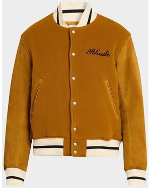 Rhude Apos;S Ribbed-Trim Varsity Jacket - Multicolor