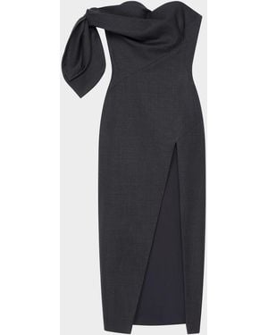 Givenchy Strapless Bow Bustier Slit Midi Dress - Black